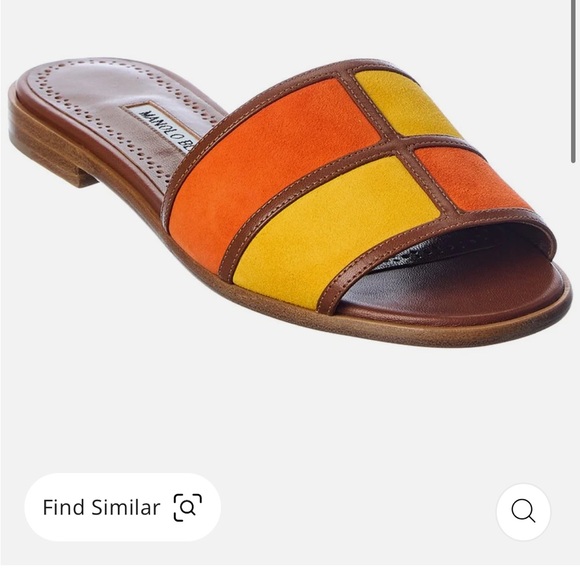 Manolo Blahnik Megacle Colorblock Flat Sandal Size 37 - Picture 3 of 10